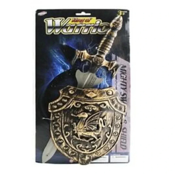 NEW King Of Warrior Medieval 15.5" Mighty Sword & 7" Shield Kids Pretend Play - Picture 1 of 2